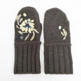 gasa 未使用品 Peony 刺繍ミトン ウール 手袋 ブラウン レディース ガサ【中古】5-0925T◎