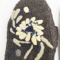 gasa 未使用品 Peony 刺繍ミトン ウール 手袋 ブラウン レディース ガサ【中古】5-0925T◎