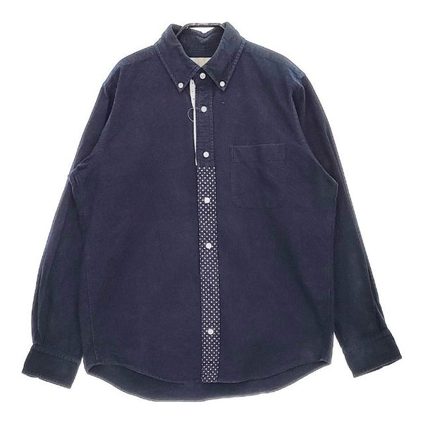 MORIKAGE SHIRT ドット コットン ボタンダウン 長袖シャツ ネイビー レディース モリカゲシャツキョウト【中古】5-0407M∞