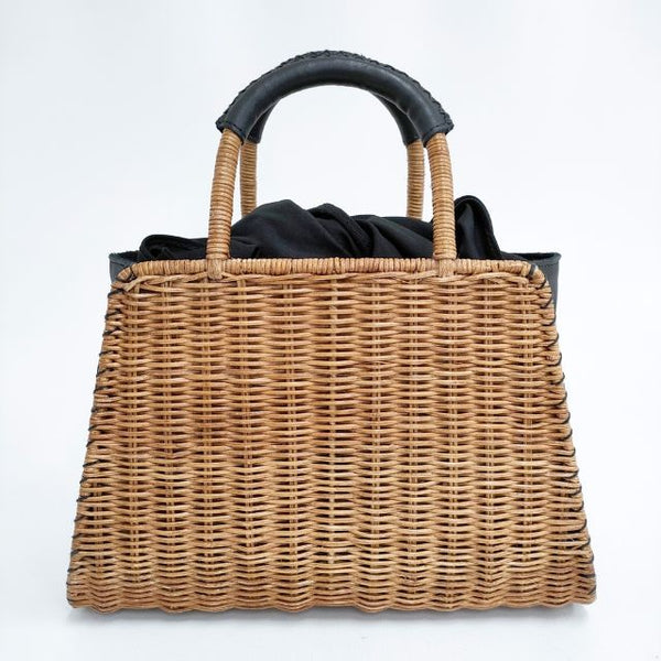The Bagmati ウィッカー編み カゴバッグ トートバッグ ベージュ ブラック レディース ザバグマティ【中古】5-0504G∞