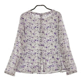 R&D.M.Co- 花柄タック CHARLIE BELL チャーリーベル コットンブラウス 長袖シャツ パープル レディース オールドマンズテーラー【中古】5-0407M∞