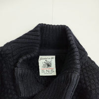 S.N.S HERNING フィッシャーマン ニット バブル編み ウール カーディガン ネイビー レディース エスエヌエスハーニング【中古】5-0818T∞