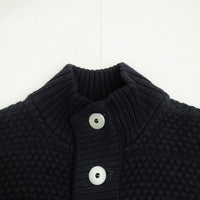 S.N.S HERNING フィッシャーマン ニット バブル編み ウール カーディガン ネイビー レディース エスエヌエスハーニング【中古】5-0818T∞