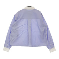 SHIPS Primary Navy Label クレリックレースシャツ 36 定価26950円 311111871 ストライプ 長袖シャツ ブルー レディース シップス【中古】5-0506M♪