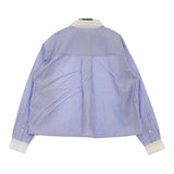 SHIPS Primary Navy Label クレリックレースシャツ 36 定価26950円 311111871 ストライプ 長袖シャツ ブルー レディース シップス【中古】5-0506M♪