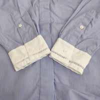 SHIPS Primary Navy Label クレリックレースシャツ 36 定価26950円 311111871 ストライプ 長袖シャツ ブルー レディース シップス【中古】5-0506M♪