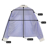 SHIPS Primary Navy Label クレリックレースシャツ 36 定価26950円 311111871 ストライプ 長袖シャツ ブルー レディース シップス【中古】5-0506M♪