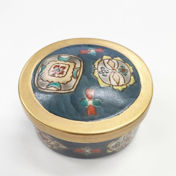 清山窯 フラワーメモリー中 波佐見焼 その他雑貨 ネイビー ゴールド レディース【中古】5-0414G◎