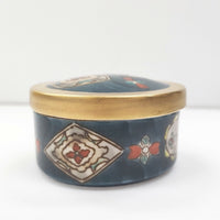 清山窯 フラワーメモリー中 波佐見焼 その他雑貨 ネイビー ゴールド レディース【中古】5-0414G◎