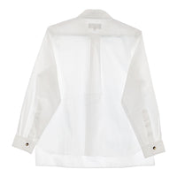 MARGARET HOWELL 578-4253100 サイズ1 コットン 丸襟 ラウンドカラー 長袖シャツ 24AW ホワイト レディース マーガレットハウエル【中古】5-0228M♪