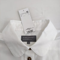 MARGARET HOWELL 578-4253100 サイズ1 コットン 丸襟 ラウンドカラー 長袖シャツ 24AW ホワイト レディース マーガレットハウエル【中古】5-0228M♪