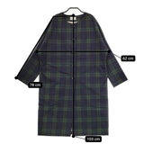 DIARIES SA51907 ブラックウォッチ タータンチェック ノーカラー コットン コート ネイビー グリーン レディース ダイアリーズ【中古】5-0502M△