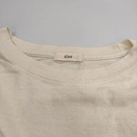 sloe スロウ 綿麻 切替 半袖 コクーン トップス ナチュラン 半袖Ｔシャツ カットソー キナリ ベージュ レディース【中古】5-0517S∞