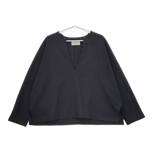 FILUM フィルム スキッパープルオーバー 定価15180円 ウールライク ブラウス シャツ チャコールグレー レディース【中古】5-0417T∞