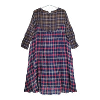 Conges payes/ADIEU TRISTESSE B3964RFA022 チェック シワ加工 コットン ワンピース ネイビー 多色 レディース コンジェ ペイエ/アデュートリステス【中古】5-0502M△