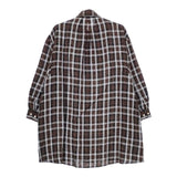 Conges payes リネン チェック シャツワンピース 比翼ボタン チュニック ダークブラウン ブルー レディース コンジェ ペイエ【中古】5-0417M∞