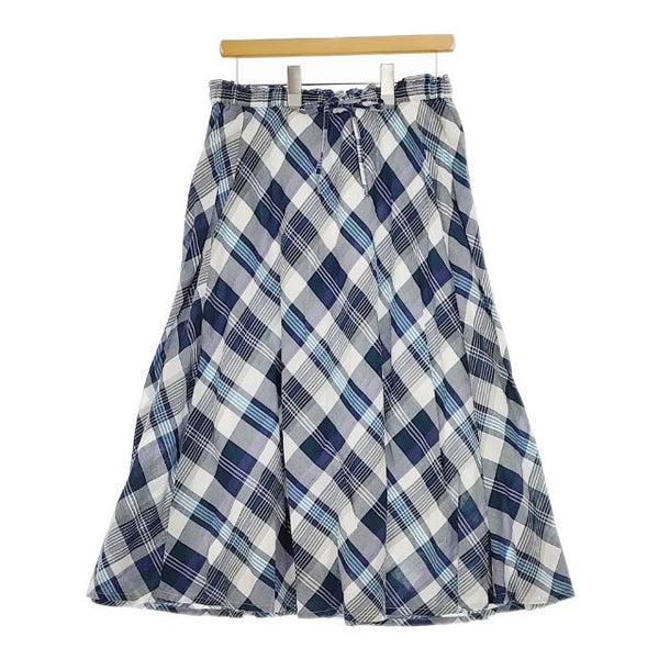 Market インド製 コットン マドラスチェックロングフレアスカート coen ロングスカート ネイビー ホワイト レディース マーケット【中古】5-0417M∞