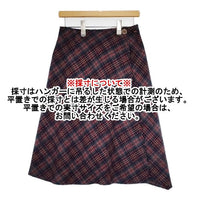 45R/45rpm チェック ウール 巻き スカート レッド グリーン レディース フォーティーファイブアールピーエム【中古】5-1013T∞