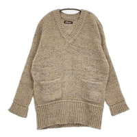 Cheer 札幌 Vネック ミックス シルク混 ポケット付き セーター ニット ベージュ レディース チアー【中古】5-1008T♪