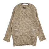 Cheer 札幌 Vネック ミックス シルク混 ポケット付き セーター ニット ベージュ レディース チアー【中古】5-1008T♪