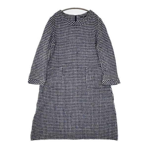 45R/45rpm コットンウール 千鳥格子 ツイード ワンピース ネイビー ホワイト レディース フォーティーファイブアールピーエム【中古】5-1115T∞