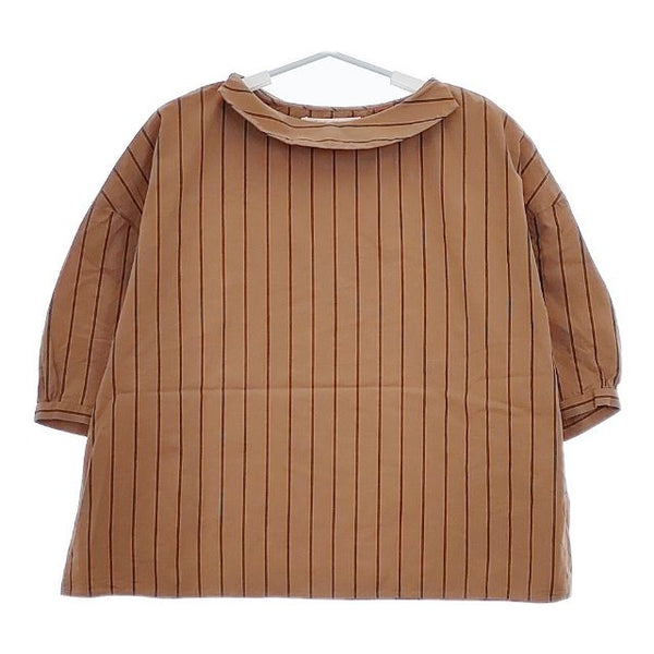 Conges payes ADIEU TRISTESSE 七分袖 ブロード ストライプ ブラウス シャツ ブラウン レディース コンジェ ペイエ【中古】5-0517S∞
