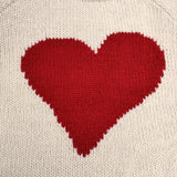 ONE fifth ハート柄 ウール100％ NONSAPIENS HANDKNIT セーター ニット オフホワイト レッド レディース ワンフィフス【中古】5-1104T△