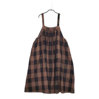 nest Robe ウールコットンリネンブロックチェックジャンパースカート 01244-1235 24AW ブラウン ブラック ネストローブ【中古】5-0228T♪