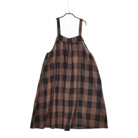 nest Robe ウールコットンリネンブロックチェックジャンパースカート 01244-1235 24AW ブラウン ブラック ネストローブ【中古】5-0228T♪