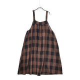 nest Robe ウールコットンリネンブロックチェックジャンパースカート 01244-1235 24AW ブラウン ブラック ネストローブ【中古】5-0228T♪