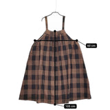 nest Robe ウールコットンリネンブロックチェックジャンパースカート 01244-1235 24AW ブラウン ブラック ネストローブ【中古】5-0228T♪