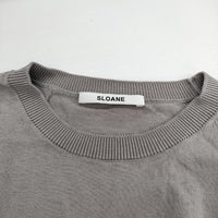 SLOANE 18G コットンクルーネックニット 半袖 セーター ニット グレー レディース スローン【中古】5-0503S∞