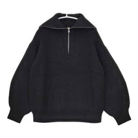 IENA 片畦ZIPハイネックプルオーバー ニット ウール セーター ニット ブラック レディース イエナ【中古】5-1002T∞