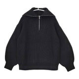 IENA 片畦ZIPハイネックプルオーバー ニット ウール セーター ニット ブラック レディース イエナ【中古】5-1002T∞