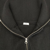IENA 片畦ZIPハイネックプルオーバー ニット ウール セーター ニット ブラック レディース イエナ【中古】5-1002T∞