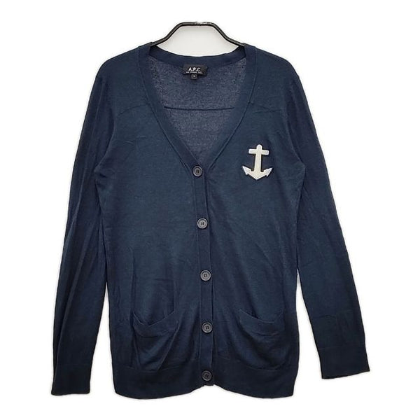 A.P.C. 大豆繊維 カシミヤ カーディガン ネイビー レディース アーペーセー【中古】5-0503M∞