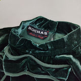 Rochas ベロア フリル ドレス イタリア製 ワンピース グリーン レディース ロシャス【中古】5-1002T∞