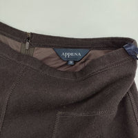 APPENA フレアスカート ライナー付き ウールアンゴラカシミヤ ロングスカート ダークブラウン レディース アペーナ【中古】5-1002T∞