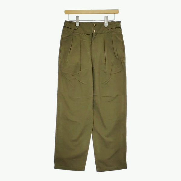 FREDY&GLOSTER サイドアジャスターベルト タックパンツ サイズ38 パンツ カーキ レディース フレディアンドグロスター【中古】5-0325M♪