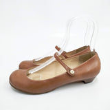 R.U. ワンストラップ レザー パンプス ブラウン レディース アールユー【中古】5-1203G◎