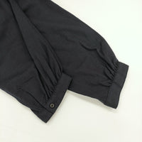 NO CONTROL AIR NC061SF ウール 長袖 ノーカラー サイズ38 ブラウス シャツ ネイビー レディース ノーコントロールエアー【中古】5-0928T△
