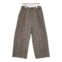 gasa grue 42231-06313b ウール ワイドパンツ イージーパンツ チェック柄 パンツ ブラウン エンジ レディース ガサグルー【中古】5-0928T△