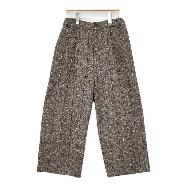 gasa grue 42231-06313b ウール ワイドパンツ イージーパンツ チェック柄 パンツ ブラウン エンジ レディース ガサグルー【中古】5-0928T△