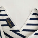 Le Minor サイズ1 クルーバック Vネック 長袖Ｔシャツ カットソー ロンＴ ホワイト ネイビー レディース ルミノア【中古】5-0408M♪