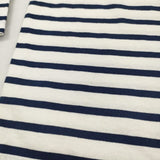 Le Minor サイズ1 クルーバック Vネック 長袖Ｔシャツ カットソー ロンＴ ホワイト ネイビー レディース ルミノア【中古】5-0408M♪