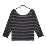 Le Minor ボーダー コットン フランス製 長袖Ｔシャツ カットソー ロンＴ ブラック ブラウン レディース ルミノア【中古】5-0503M∞