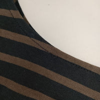 Le Minor ボーダー コットン フランス製 長袖Ｔシャツ カットソー ロンＴ ブラック ブラウン レディース ルミノア【中古】5-0503M∞