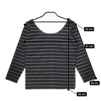 Le Minor ボーダー コットン フランス製 長袖Ｔシャツ カットソー ロンＴ ブラック ブラウン レディース ルミノア【中古】5-0503M∞
