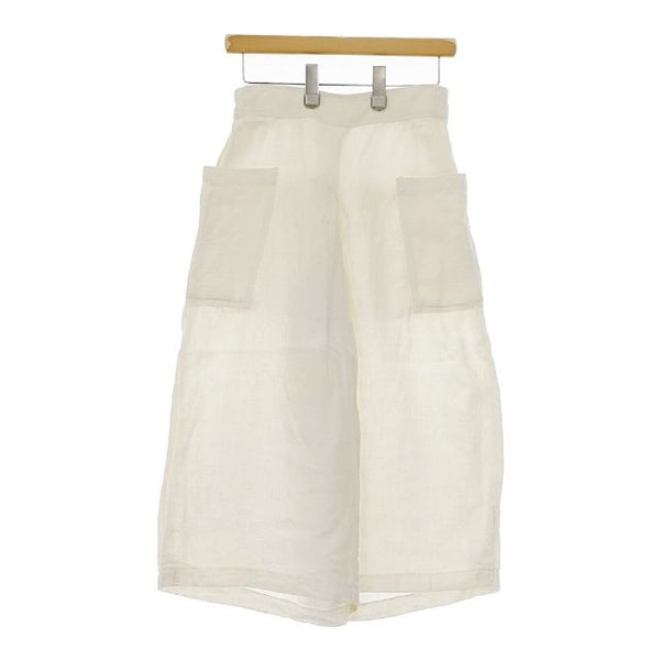 slone square ガウチョ キュロット ベルギー リネン ポケット 付き 裾 タック パンツ アイボリー レディース スロンスクエア【中古】5-0602M∞