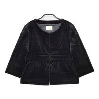 Spick and Span 6102020103 ベロア ノーカラージャケット ブラック レディース スピックアンドスパン【中古】5-0928T△